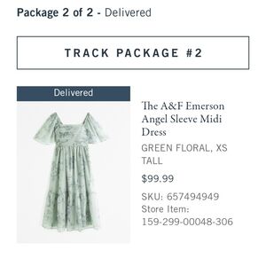 The A&F EmersonAngel Sleeve MidiDress GREEN FLORAL, XS TALL
